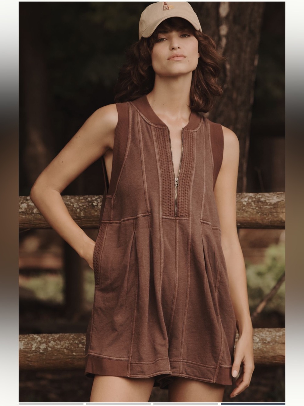Daily Practice from Anthropologie Brown Canyon Zip-Front Romper